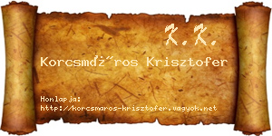 Korcsmáros Krisztofer névjegykártya