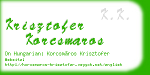 krisztofer korcsmaros business card